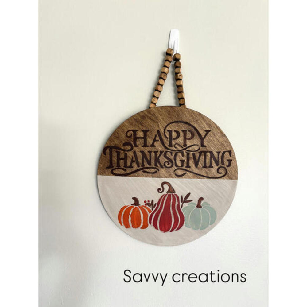 Handcrafted Wooden Happy Thanksgiving Wall Hanging